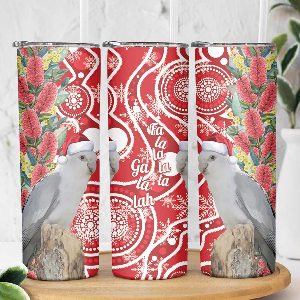 Blue Galah Mutation Christmas Australia Skinny Tumbler Falalalala Galalah Bottlebrush Red Aboriginal Art - Aussie Hoodie