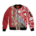Blue Galah Mutation Christmas Australia Sleeve Zip Bomber Jacket Falalalala Galalah Bottlebrush Red Aboriginal Art - Aussie Hoodie