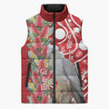 Blue Galah Mutation Christmas Australia Sleeveless Puffer Jacket Falalalala Galalah Bottlebrush Red Aboriginal Art - Aussie Hoodie