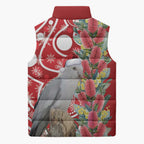 Blue Galah Mutation Christmas Australia Sleeveless Puffer Jacket Falalalala Galalah Bottlebrush Red Aboriginal Art - Aussie Hoodie