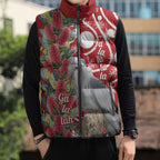 Blue Galah Mutation Christmas Australia Sleeveless Puffer Jacket Falalalala Galalah Bottlebrush Red Aboriginal Art - Aussie Hoodie