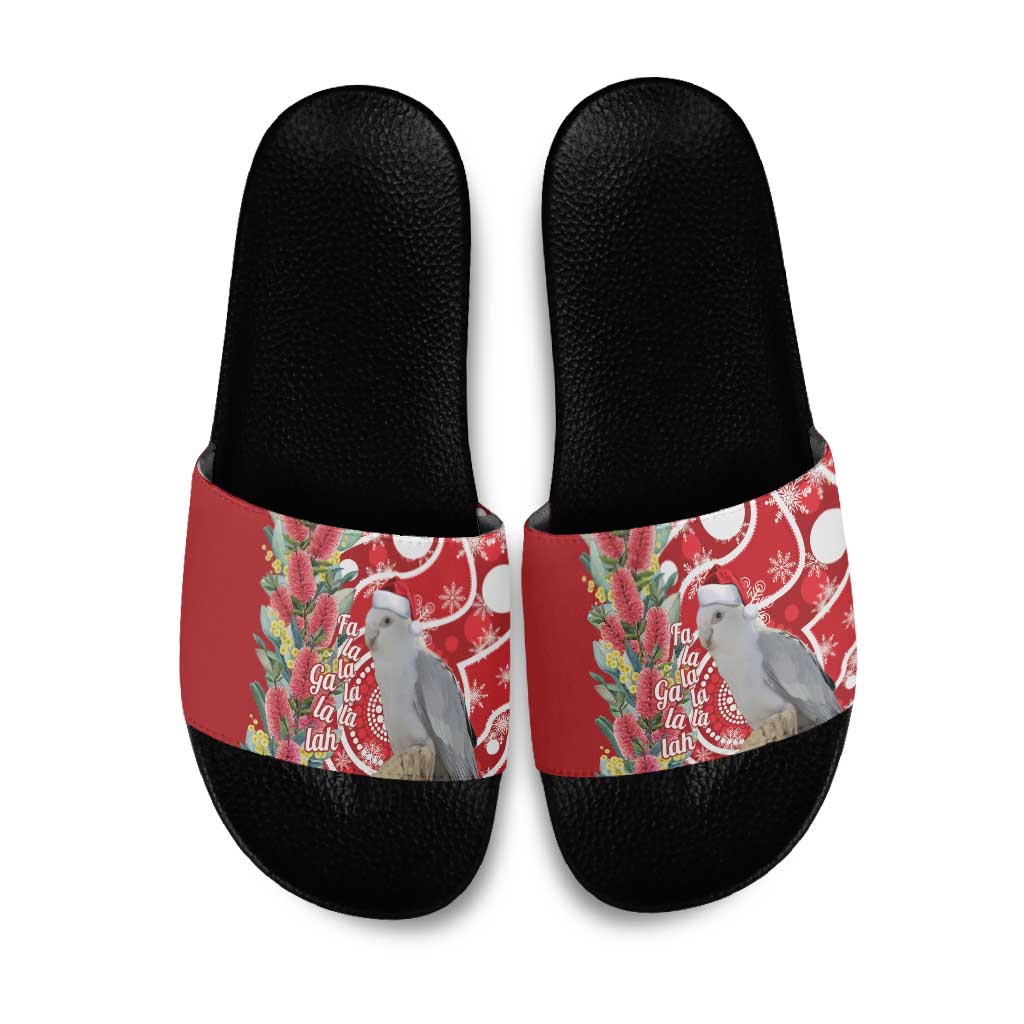 Blue Galah Mutation Christmas Australia Slide Sandals Falalalala Galalah Bottlebrush Red Aboriginal Art - Aussie Hoodie