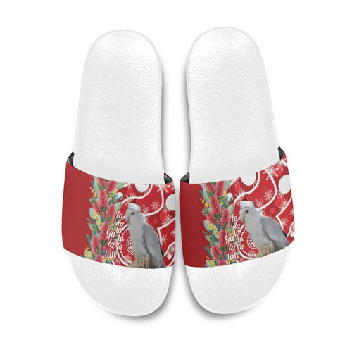Blue Galah Mutation Christmas Australia Slide Sandals Falalalala Galalah Bottlebrush Red Aboriginal Art - Aussie Hoodie