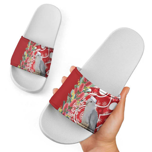 Blue Galah Mutation Christmas Australia Slide Sandals Falalalala Galalah Bottlebrush Red Aboriginal Art - Aussie Hoodie