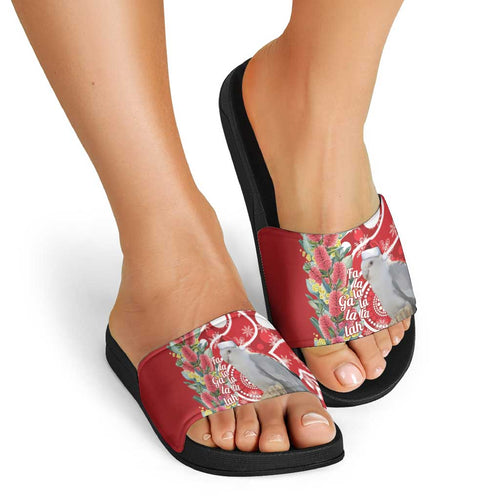 Blue Galah Mutation Christmas Australia Slide Sandals Falalalala Galalah Bottlebrush Red Aboriginal Art - Aussie Hoodie