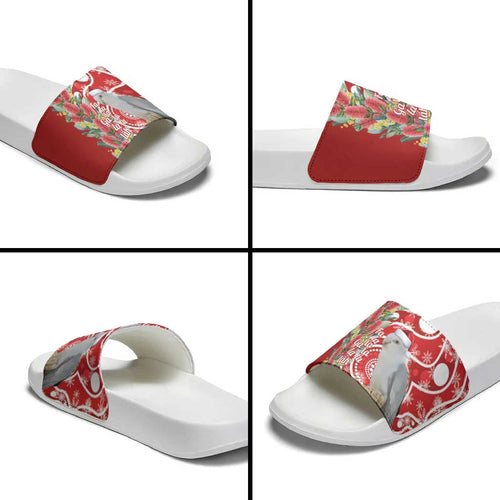 Blue Galah Mutation Christmas Australia Slide Sandals Falalalala Galalah Bottlebrush Red Aboriginal Art - Aussie Hoodie