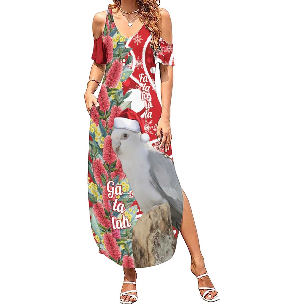 Blue Galah Mutation Christmas Australia Summer Maxi Dress Falalalala Galalah Bottlebrush Red Aboriginal Art - Aussie Hoodie