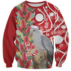 Blue Galah Mutation Christmas Australia Sweatshirt Falalalala Galalah Bottlebrush Red Aboriginal Art - Aussie Hoodie