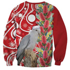 Blue Galah Mutation Christmas Australia Sweatshirt Falalalala Galalah Bottlebrush Red Aboriginal Art - Aussie Hoodie