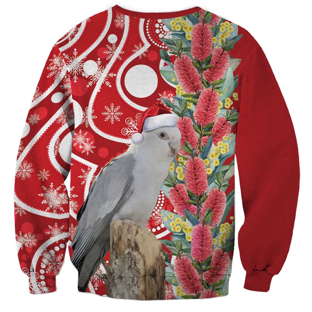 Blue Galah Mutation Christmas Australia Sweatshirt Falalalala Galalah Bottlebrush Red Aboriginal Art - Aussie Hoodie