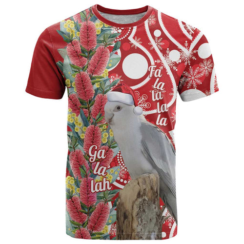 Blue Galah Mutation Christmas Australia T Shirt Falalalala Galalah Bottlebrush Red Aboriginal Art - Aussie Hoodie