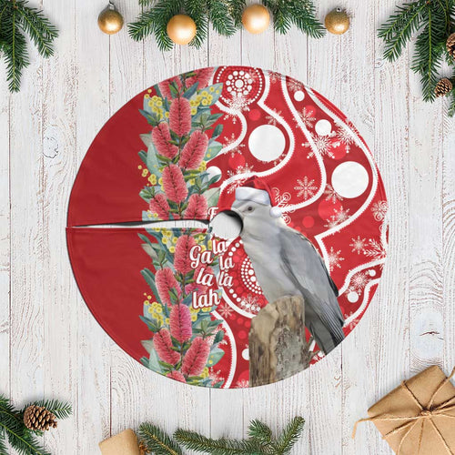 Blue Galah Mutation Christmas Australia Tree Skirt Falalalala Galalah Bottlebrush Red Aboriginal Art - Aussie Hoodie