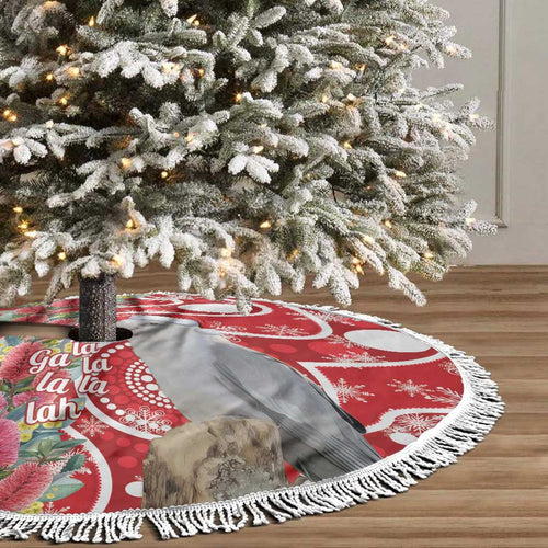 Blue Galah Mutation Christmas Australia Tree Skirt Falalalala Galalah Bottlebrush Red Aboriginal Art - Aussie Hoodie