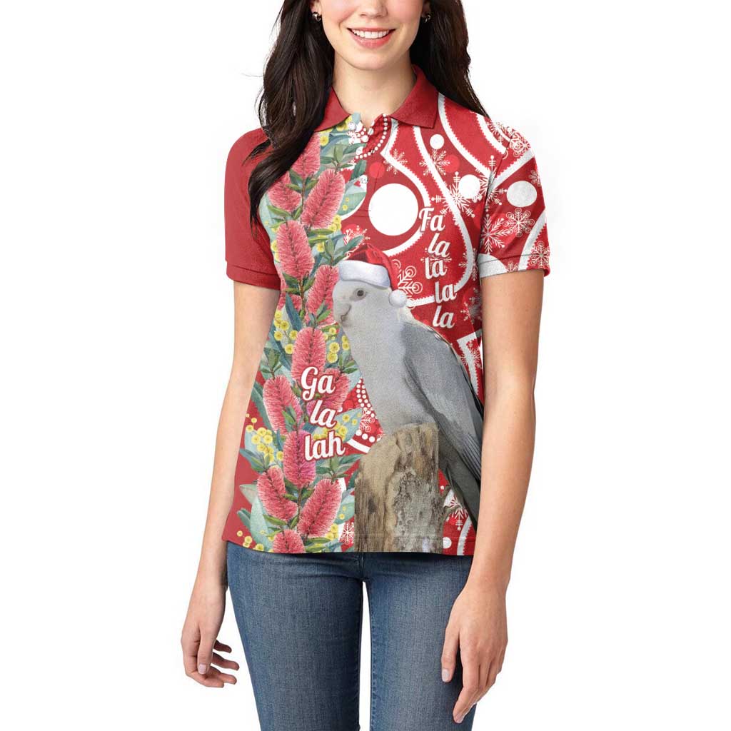Blue Galah Mutation Christmas Australia Women Polo Shirt Falalalala Galalah Bottlebrush Red Aboriginal Art - Aussie Hoodie