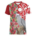 Blue Galah Mutation Christmas Australia Women V-Neck T-Shirt Falalalala Galalah Bottlebrush Red Aboriginal Art - Aussie Hoodie