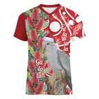 Blue Galah Mutation Christmas Australia Women V-Neck T-Shirt Falalalala Galalah Bottlebrush Red Aboriginal Art - Aussie Hoodie