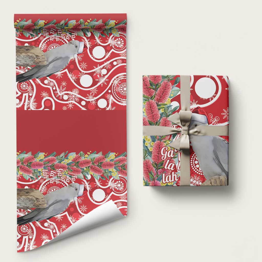 Blue Galah Mutation Christmas Australia Wrapping Paper Falalalala Galalah Bottlebrush Red Aboriginal Art - Aussie Hoodie