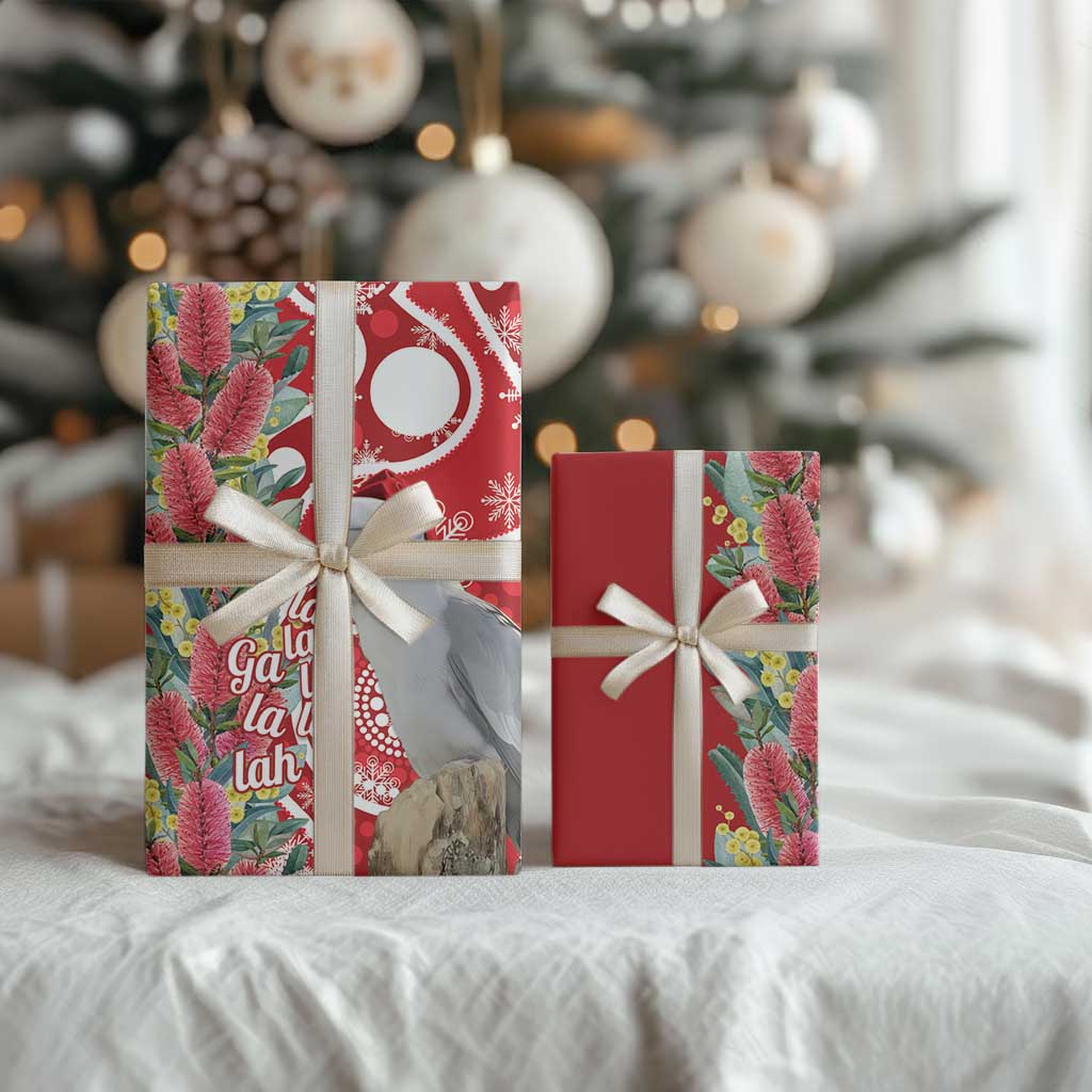 Blue Galah Mutation Christmas Australia Wrapping Paper Falalalala Galalah Bottlebrush Red Aboriginal Art - Aussie Hoodie