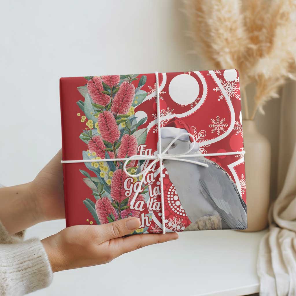 Blue Galah Mutation Christmas Australia Wrapping Paper Falalalala Galalah Bottlebrush Red Aboriginal Art - Aussie Hoodie