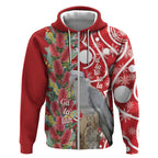 Blue Galah Mutation Christmas Australia Zip Hoodie Falalalala Galalah Bottlebrush Red Aboriginal Art - Aussie Hoodie