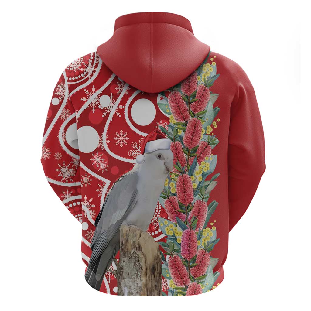 Blue Galah Mutation Christmas Australia Zip Hoodie Falalalala Galalah Bottlebrush Red Aboriginal Art - Aussie Hoodie