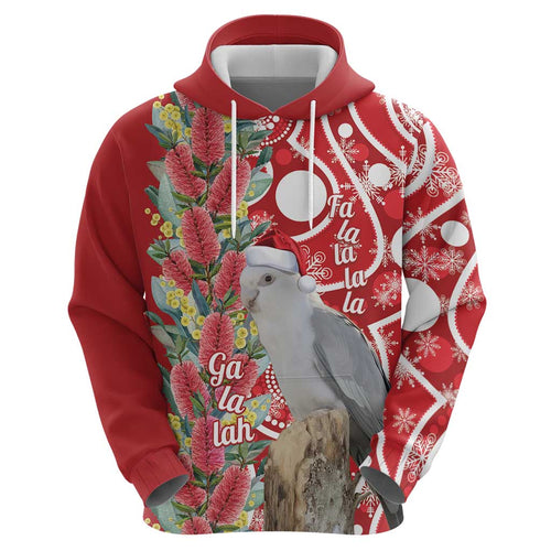 Blue Galah Mutation Christmas Australia Zip Hoodie Falalalala Galalah Bottlebrush Red Aboriginal Art - Aussie Hoodie