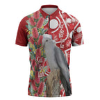 Blue Galah Mutation Christmas Australia Zipper Polo Shirt Falalalala Galalah Bottlebrush Red Aboriginal Art - Aussie Hoodie
