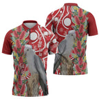 Blue Galah Mutation Christmas Australia Zipper Polo Shirt Falalalala Galalah Bottlebrush Red Aboriginal Art - Aussie Hoodie