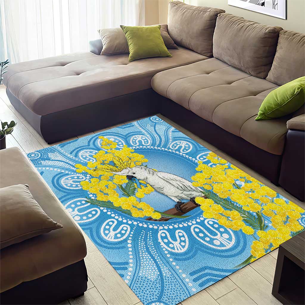 World Diabetes Day Australia Area Rug Yellow-crested Cockatoo Golden Wattle Aboriginal - Aussie Hoodie