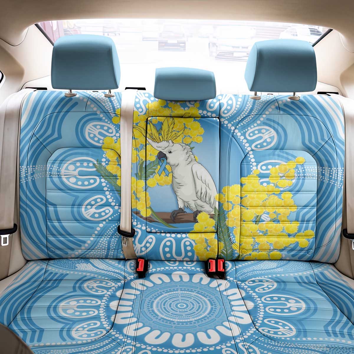 World Diabetes Day Australia Back Car Seat Cover Yellow-crested Cockatoo Golden Wattle Aboriginal - Aussie Hoodie