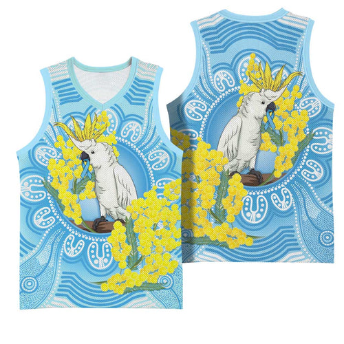 World Diabetes Day Australia Basketball Jersey Yellow-crested Cockatoo Golden Wattle Aboriginal - Aussie Hoodie