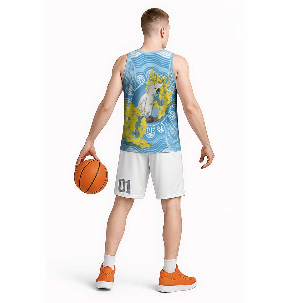 World Diabetes Day Australia Basketball Jersey Yellow-crested Cockatoo Golden Wattle Aboriginal - Aussie Hoodie