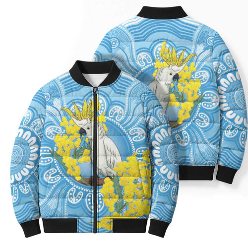World Diabetes Day Australia Bomber Puffer Jacket Yellow-crested Cockatoo Golden Wattle Aboriginal - Aussie Hoodie