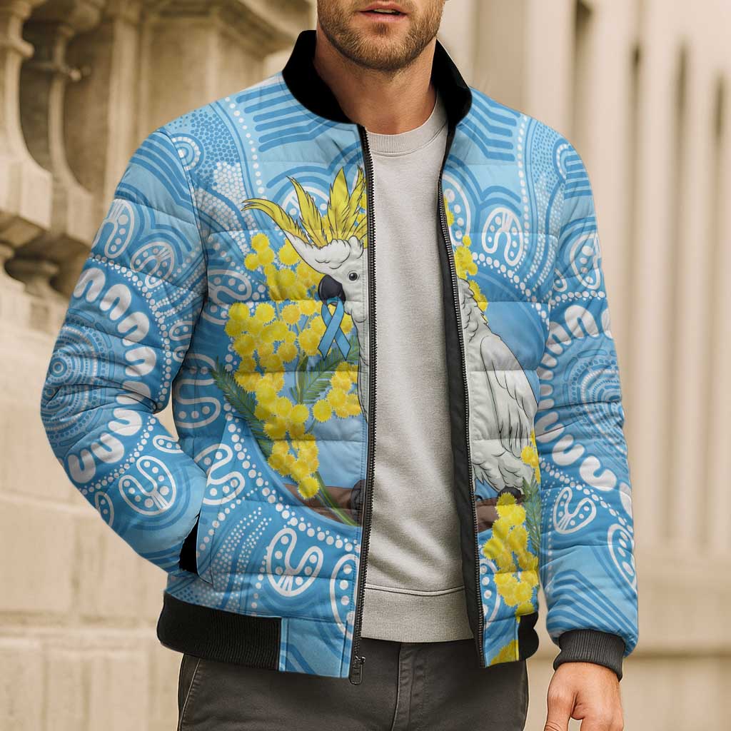 World Diabetes Day Australia Bomber Puffer Jacket Yellow-crested Cockatoo Golden Wattle Aboriginal - Aussie Hoodie