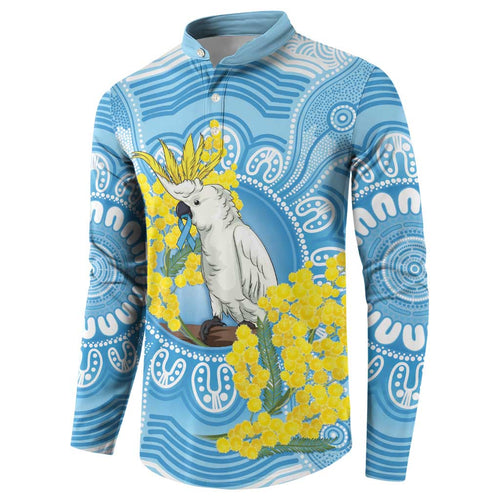 World Diabetes Day Australia Button Sweatshirt Yellow-crested Cockatoo Golden Wattle Aboriginal - Aussie Hoodie
