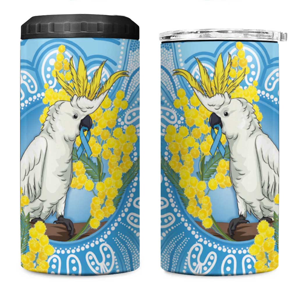 World Diabetes Day Australia 4 in 1 Can Cooler Tumbler Yellow-crested Cockatoo Golden Wattle Aboriginal - Aussie Hoodie