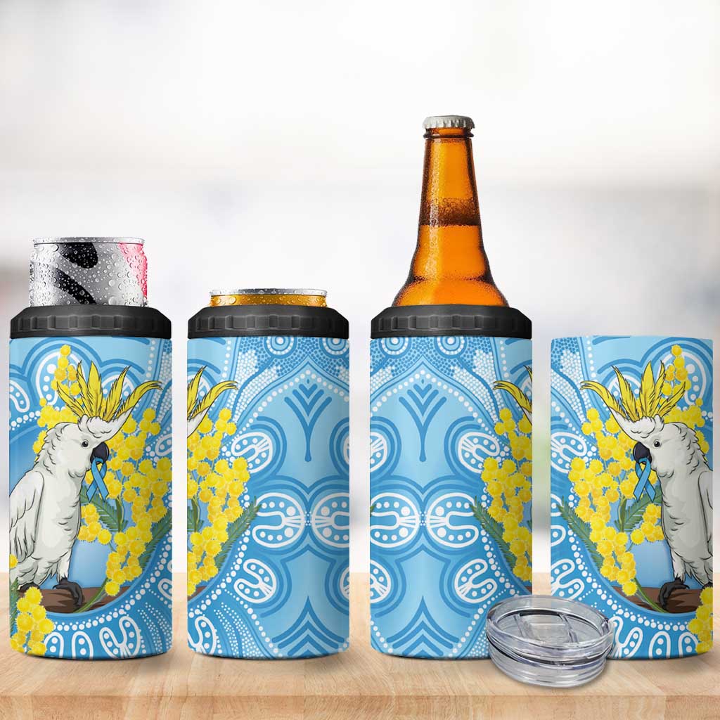 World Diabetes Day Australia 4 in 1 Can Cooler Tumbler Yellow-crested Cockatoo Golden Wattle Aboriginal - Aussie Hoodie