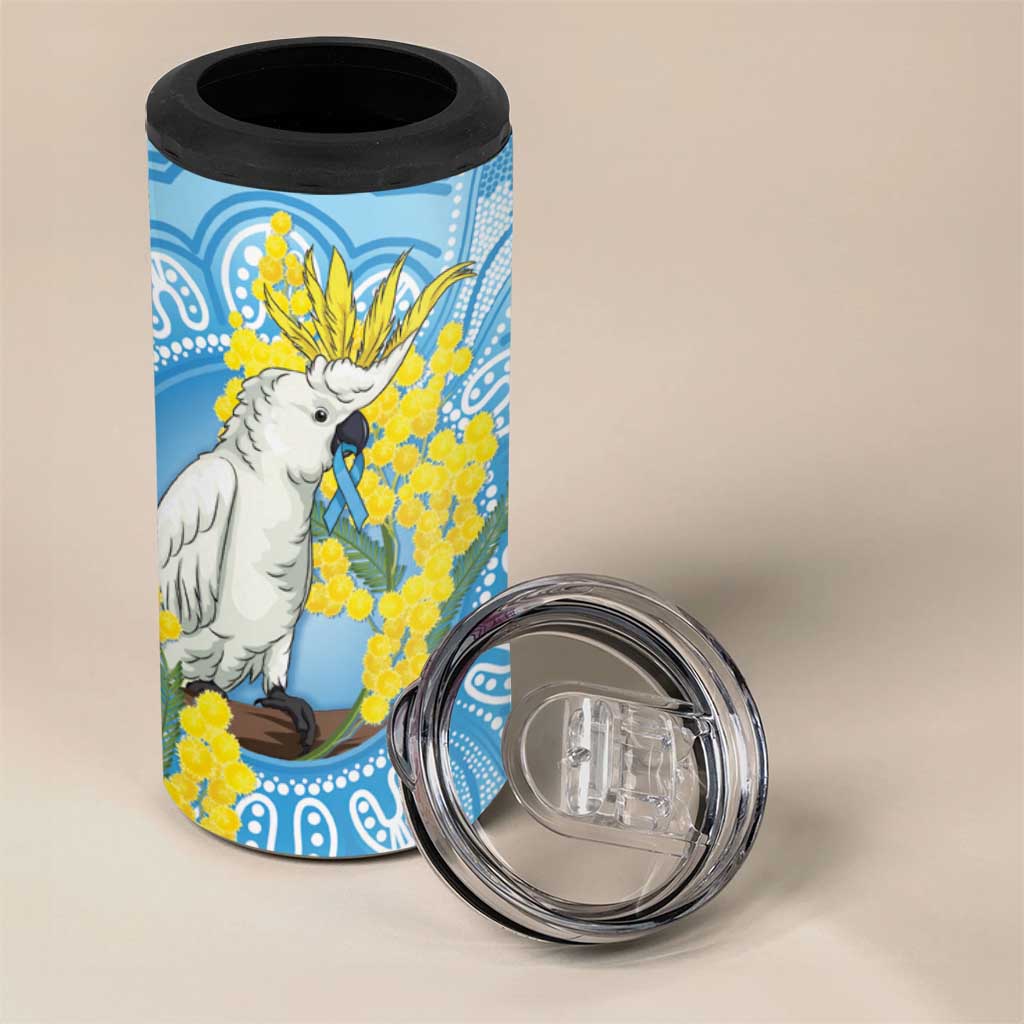 World Diabetes Day Australia 4 in 1 Can Cooler Tumbler Yellow-crested Cockatoo Golden Wattle Aboriginal - Aussie Hoodie