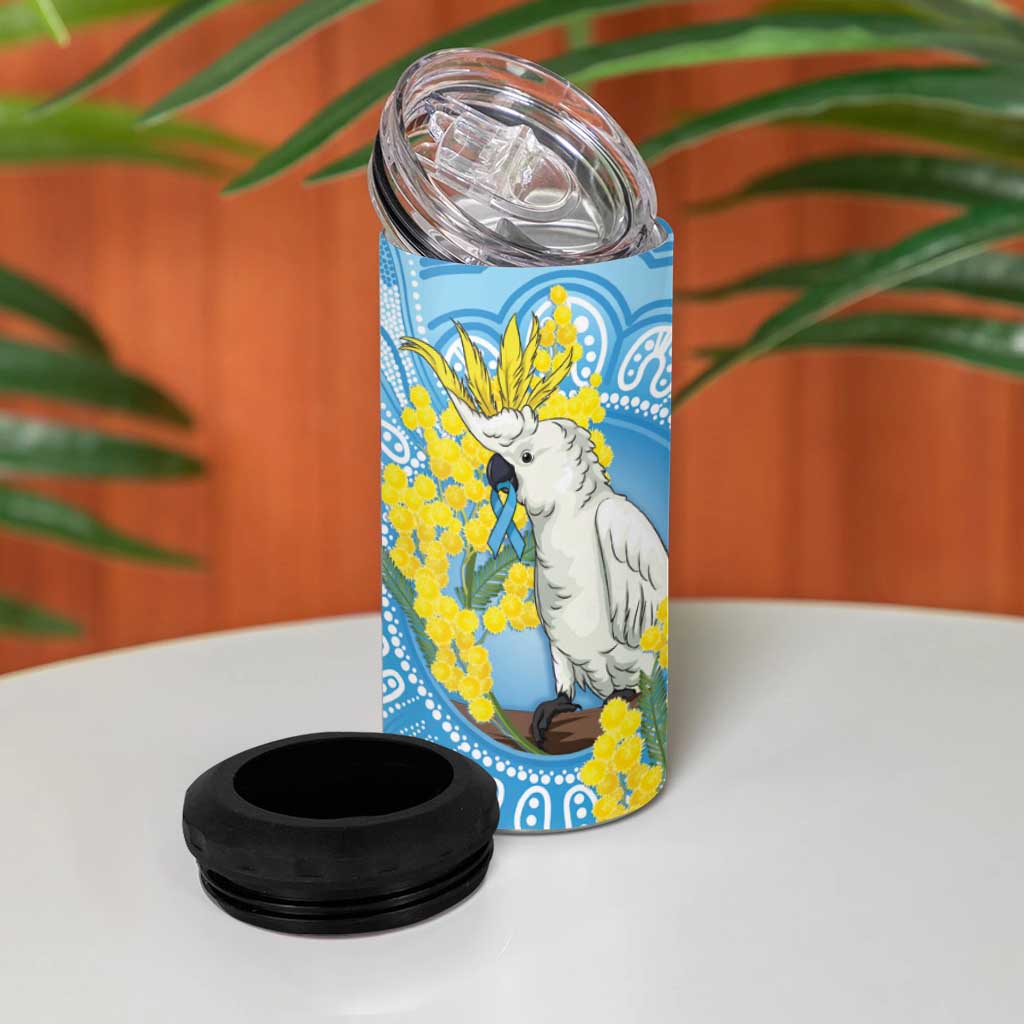 World Diabetes Day Australia 4 in 1 Can Cooler Tumbler Yellow-crested Cockatoo Golden Wattle Aboriginal - Aussie Hoodie