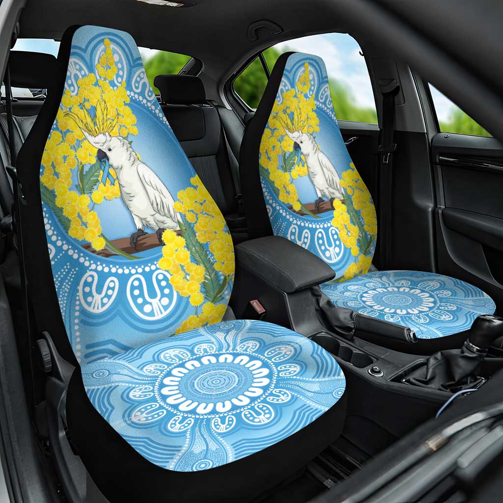 World Diabetes Day Australia Car Seat Cover Yellow-crested Cockatoo Golden Wattle Aboriginal - Aussie Hoodie