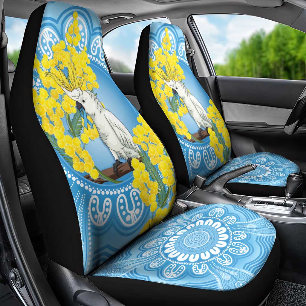 World Diabetes Day Australia Car Seat Cover Yellow-crested Cockatoo Golden Wattle Aboriginal - Aussie Hoodie