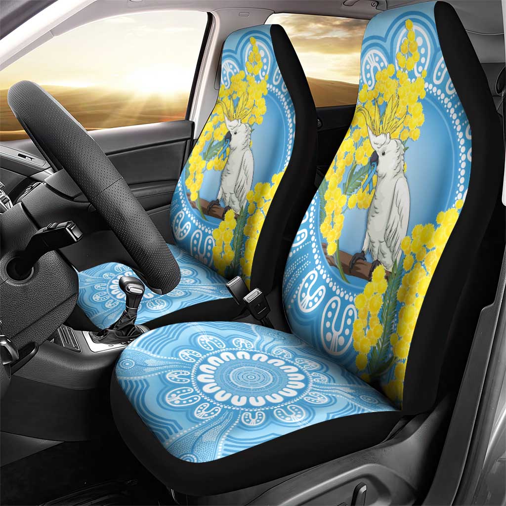 World Diabetes Day Australia Car Seat Cover Yellow-crested Cockatoo Golden Wattle Aboriginal - Aussie Hoodie