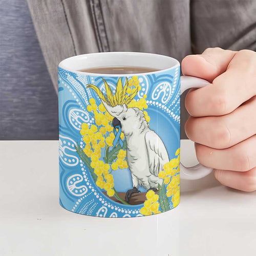 World Diabetes Day Australia Ceramic Mug Yellow-crested Cockatoo Golden Wattle Aboriginal - Aussie Hoodie