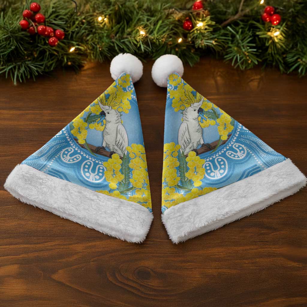 World Diabetes Day Australia Christmas Santa Hat Yellow-crested Cockatoo Golden Wattle Aboriginal - Aussie Hoodie