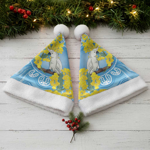 World Diabetes Day Australia Christmas Santa Hat Yellow-crested Cockatoo Golden Wattle Aboriginal - Aussie Hoodie