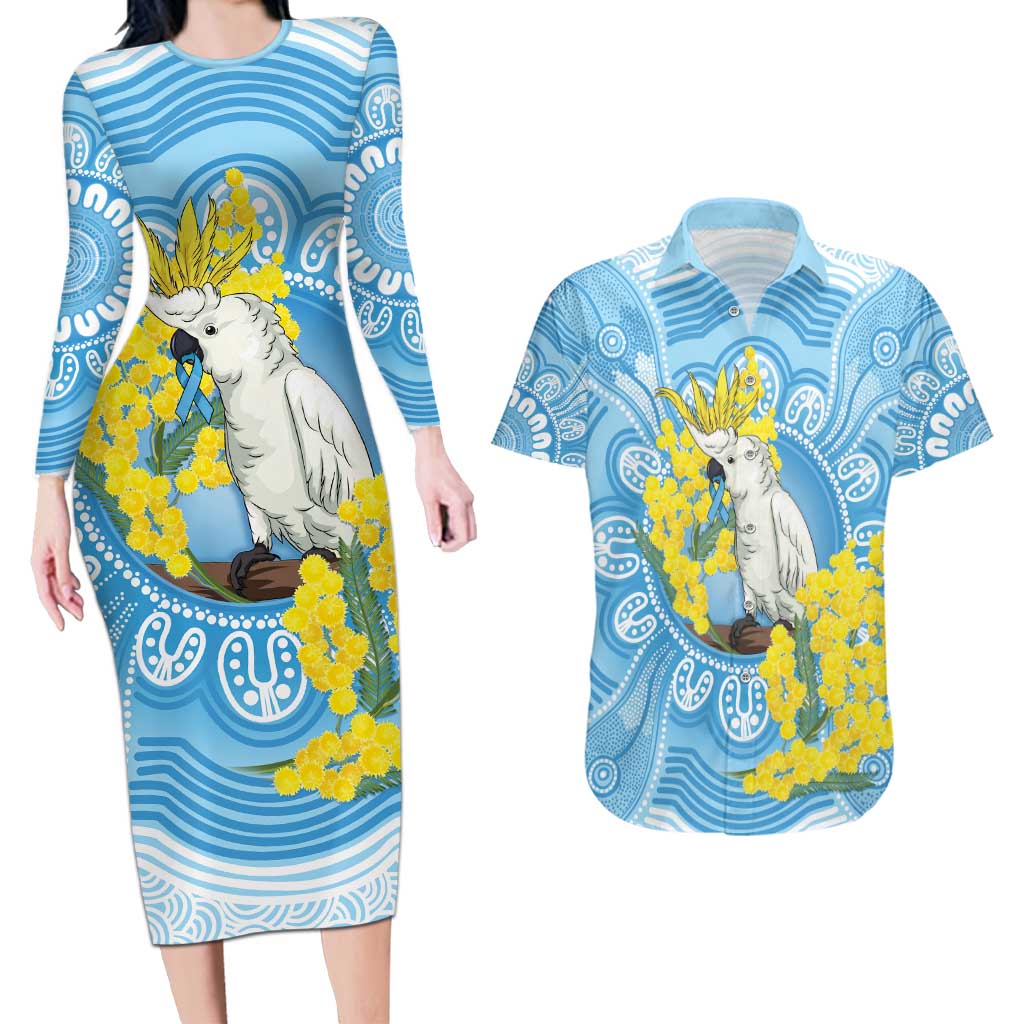 World Diabetes Day Australia Couples Matching Long Sleeve Bodycon Dress and Hawaiian Shirt Yellow-crested Cockatoo Golden Wattle Aboriginal - Aussie Hoodie