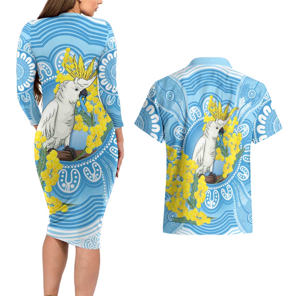 World Diabetes Day Australia Couples Matching Long Sleeve Bodycon Dress and Hawaiian Shirt Yellow-crested Cockatoo Golden Wattle Aboriginal - Aussie Hoodie
