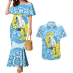 World Diabetes Day Australia Couples Matching Mermaid Dress and Hawaiian Shirt Yellow-crested Cockatoo Golden Wattle Aboriginal - Aussie Hoodie