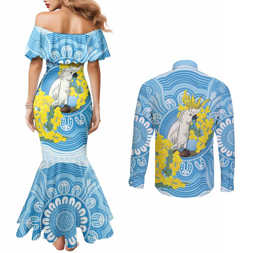 World Diabetes Day Australia Couples Matching Mermaid Dress and Long Sleeve Button Shirt Yellow-crested Cockatoo Golden Wattle Aboriginal - Aussie Hoodie
