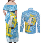 World Diabetes Day Australia Couples Matching Off Shoulder Maxi Dress and Long Sleeve Button Shirt Yellow-crested Cockatoo Golden Wattle Aboriginal - Aussie Hoodie